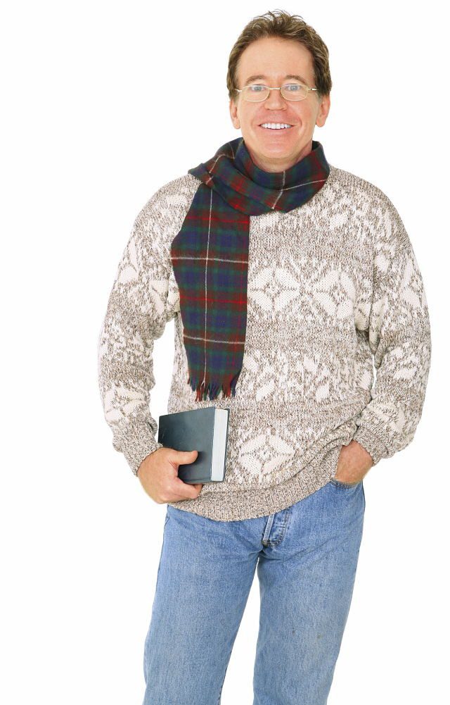 Isolated Happy Senior Caucasian Man Holding Book