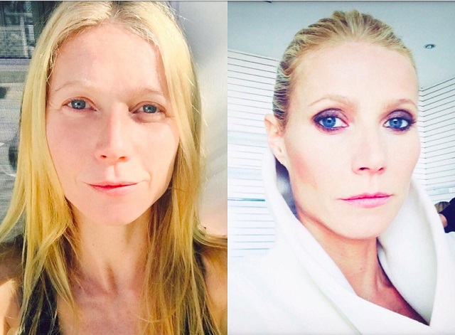 Paltrow con y sin maquillaje